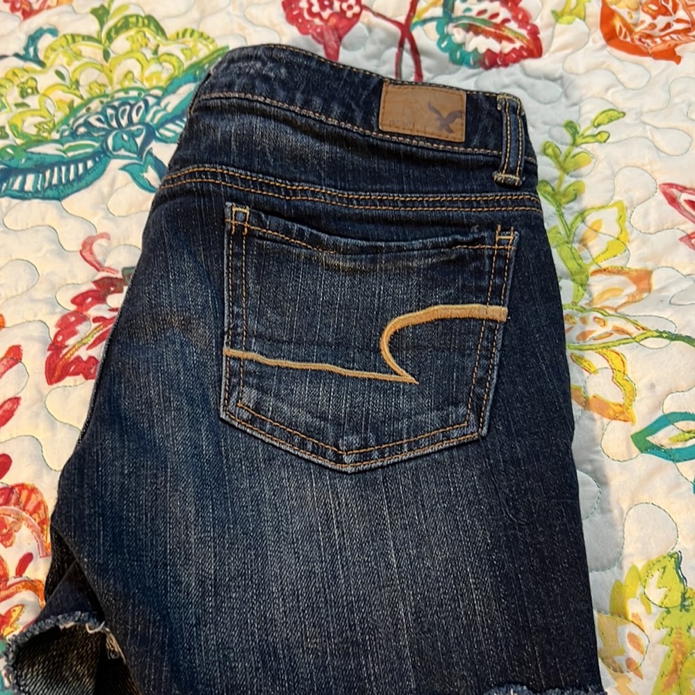 American Eagle Denim Braided Leather Trim Short size 4 - Picture 7 of 8